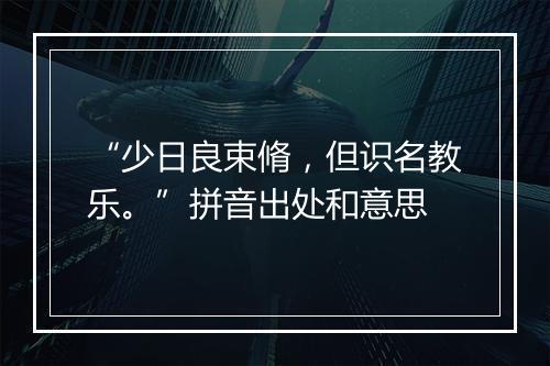 “少日良束脩，但识名教乐。”拼音出处和意思