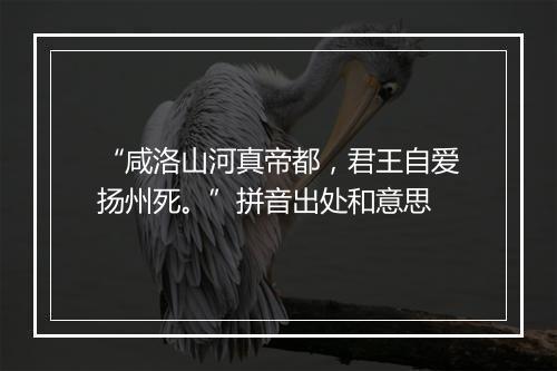 “咸洛山河真帝都，君王自爱扬州死。”拼音出处和意思