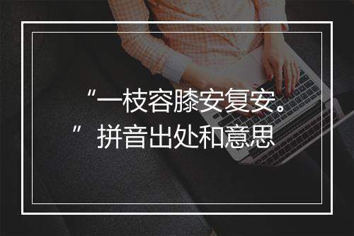 “一枝容膝安复安。”拼音出处和意思