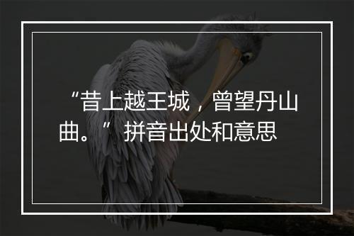 “昔上越王城，曾望丹山曲。”拼音出处和意思