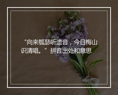 “向来瓠瑟听遗音，今日梅山识清唱。”拼音出处和意思