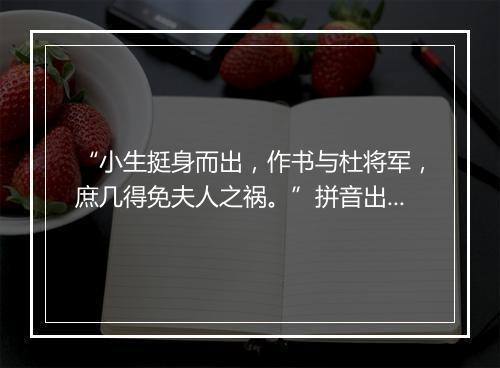 “小生挺身而出，作书与杜将军，庶几得免夫人之祸。”拼音出处和意思