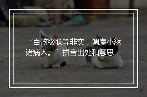 “百骸缀联等非实，调虞小愆诸病入。”拼音出处和意思