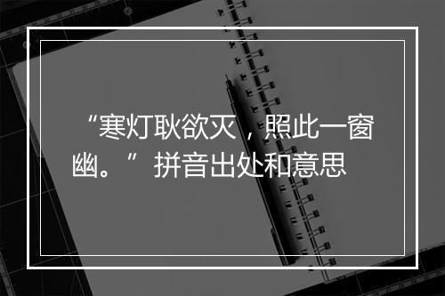 “寒灯耿欲灭，照此一窗幽。”拼音出处和意思