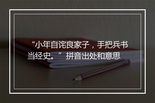 “小年自诧良家子，手把兵书当经史。”拼音出处和意思