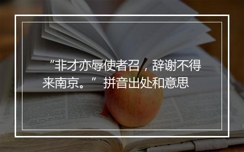 “非才亦辱使者召，辞谢不得来南京。”拼音出处和意思