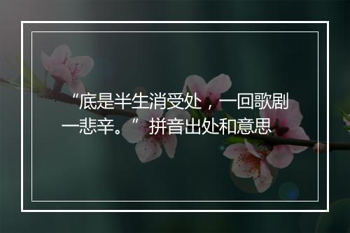 “底是半生消受处，一回歌剧一悲辛。”拼音出处和意思