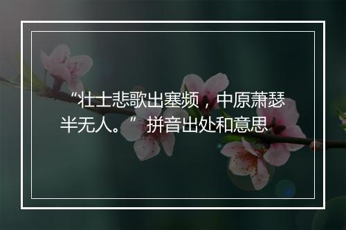 “壮士悲歌出塞频，中原萧瑟半无人。”拼音出处和意思