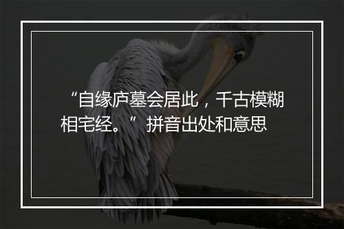 “自缘庐墓会居此，千古模糊相宅经。”拼音出处和意思