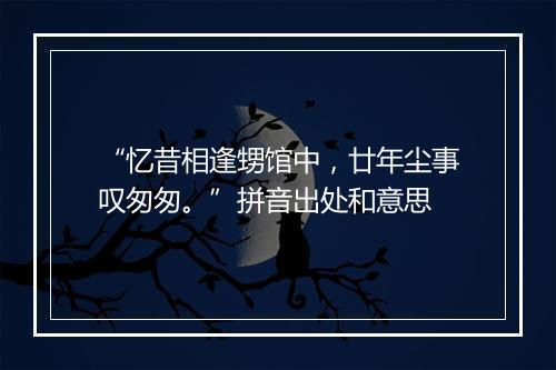 “忆昔相逢甥馆中，廿年尘事叹匆匆。”拼音出处和意思