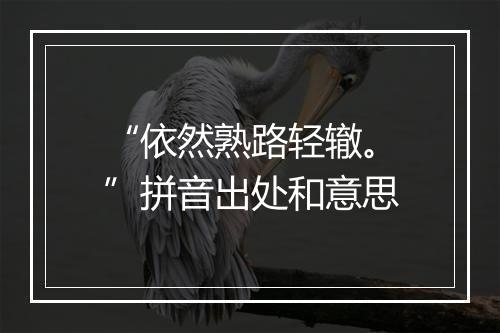 “依然熟路轻辙。”拼音出处和意思