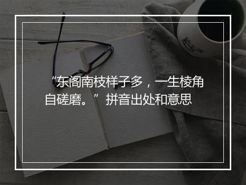 “东阁南枝样子多，一生棱角自磋磨。”拼音出处和意思