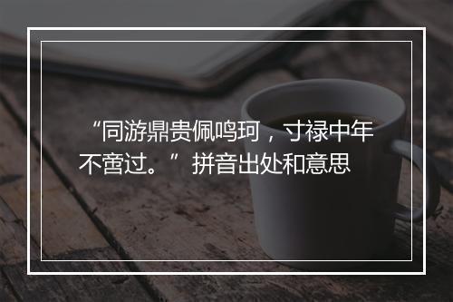 “同游鼎贵佩鸣珂，寸禄中年不啻过。”拼音出处和意思