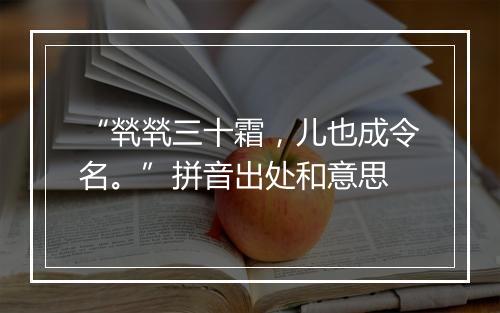 “㷀㷀三十霜，儿也成令名。”拼音出处和意思