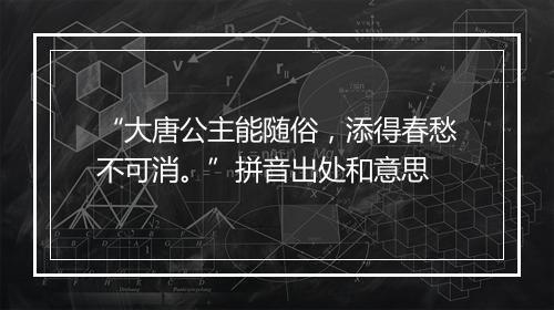 “大唐公主能随俗，添得春愁不可消。”拼音出处和意思