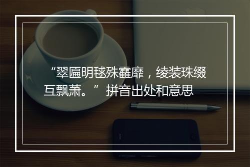 “翠匾明毬殊靃靡，绫装珠缀互飘萧。”拼音出处和意思