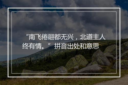 “南飞倦翮都无兴，北道主人终有情。”拼音出处和意思