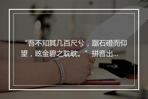 “吾不知其几百尺兮，踞石磴而仰望，眩金碧之耽耽。”拼音出处和意思