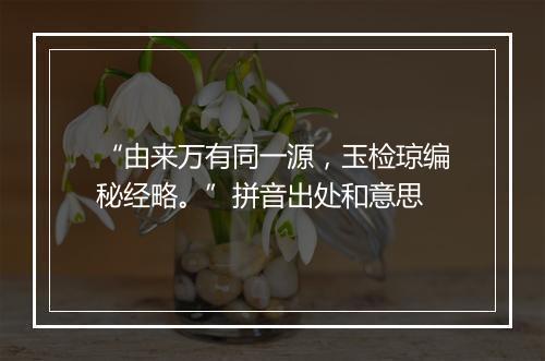 “由来万有同一源，玉检琼编秘经略。”拼音出处和意思