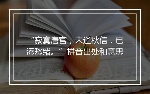 “寂寞唐宫，未逢秋信，已添愁绪。”拼音出处和意思