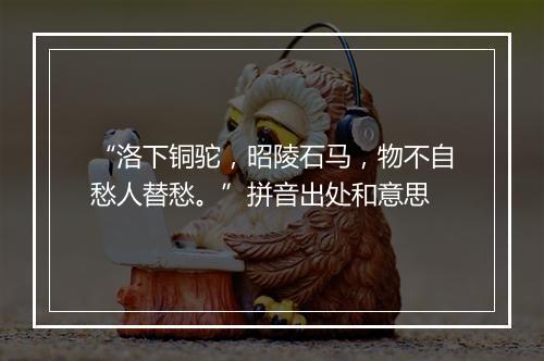 “洛下铜驼，昭陵石马，物不自愁人替愁。”拼音出处和意思