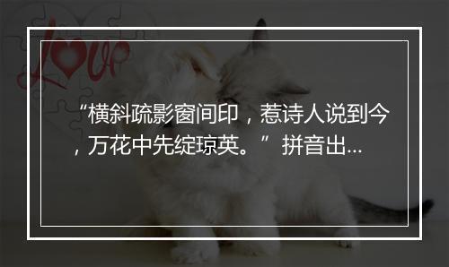 “横斜疏影窗间印，惹诗人说到今，万花中先绽琼英。”拼音出处和意思