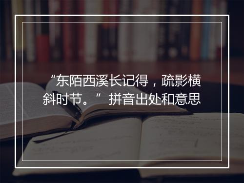 “东陌西溪长记得，疏影横斜时节。”拼音出处和意思