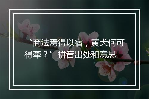 “商法焉得以宿，黄犬何可得牵？”拼音出处和意思