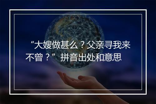 “大嫂做甚么？父亲寻我来不曾？”拼音出处和意思