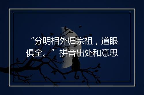 “分明相外归宗祖，道眼俱全。”拼音出处和意思