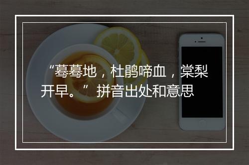 “蓦蓦地，杜鹃啼血，棠梨开早。”拼音出处和意思