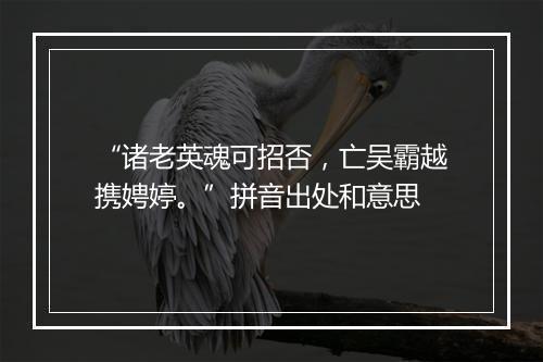 “诸老英魂可招否，亡吴霸越携娉婷。”拼音出处和意思