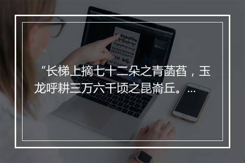 “长梯上摘七十二朵之青菡萏，玉龙呼耕三万六千顷之昆崙丘。”拼音出处和意思