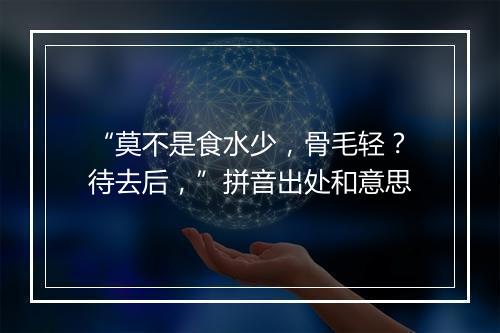 “莫不是食水少，骨毛轻？待去后，”拼音出处和意思