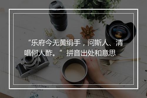 “乐府今无黄绢手，问斯人、清唱何人酢。”拼音出处和意思