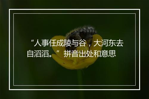 “人事任成陵与谷，大河东去自滔滔。”拼音出处和意思