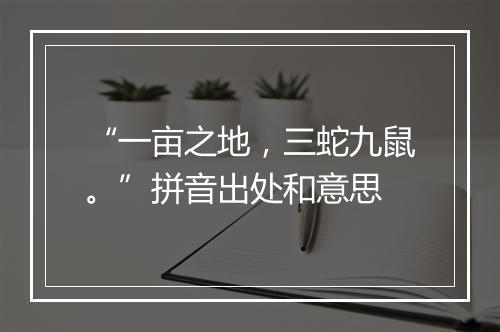 “一亩之地，三蛇九鼠。”拼音出处和意思