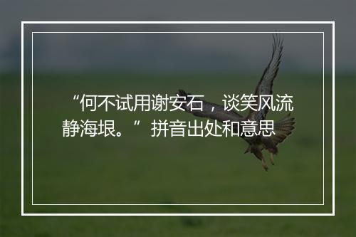 “何不试用谢安石，谈笑风流静海垠。”拼音出处和意思