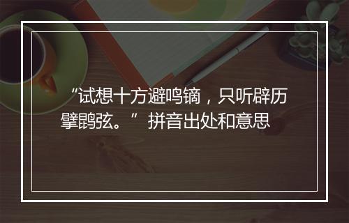 “试想十方避鸣镝，只听辟历擘鹍弦。”拼音出处和意思