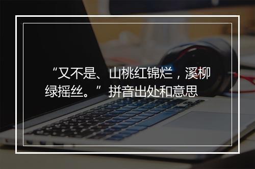 “又不是、山桃红锦烂，溪柳绿摇丝。”拼音出处和意思