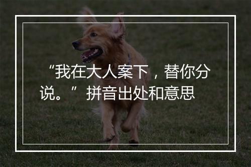 “我在大人案下，替你分说。”拼音出处和意思