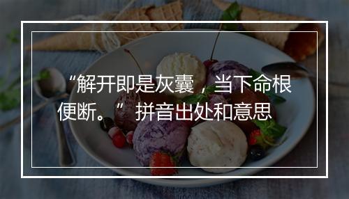 “解开即是灰囊，当下命根便断。”拼音出处和意思