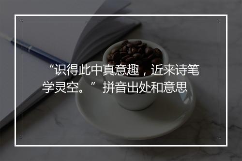 “识得此中真意趣，近来诗笔学灵空。”拼音出处和意思