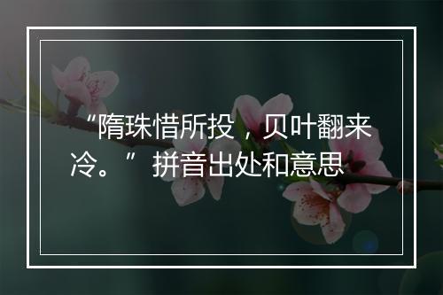 “隋珠惜所投，贝叶翻来冷。”拼音出处和意思