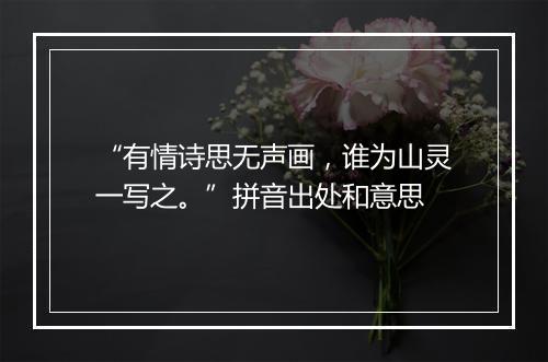 “有情诗思无声画，谁为山灵一写之。”拼音出处和意思