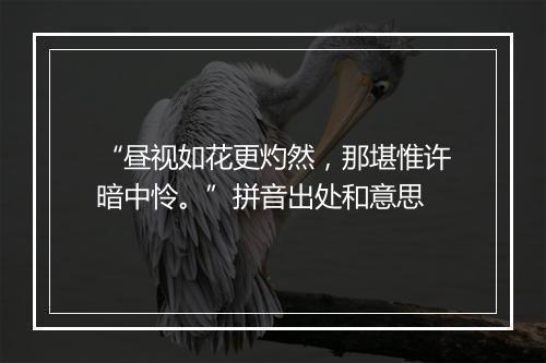 “昼视如花更灼然，那堪惟许暗中怜。”拼音出处和意思