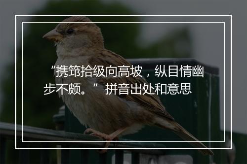 “携筇拾级向高坡，纵目情幽步不颇。”拼音出处和意思