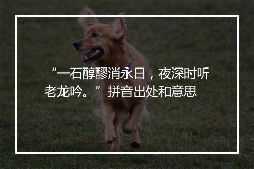 “一石醇醪消永日，夜深时听老龙吟。”拼音出处和意思