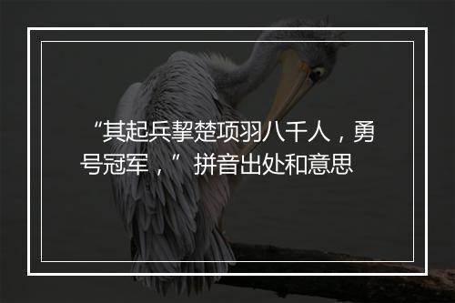 “其起兵挈楚项羽八千人，勇号冠军，”拼音出处和意思