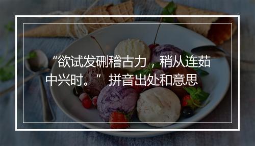 “欲试发硎稽古力，稍从连茹中兴时。”拼音出处和意思